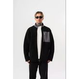 Erkek Zip Oversize Teddy Ceket Siyah