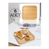 ERKUGO 6 Adet Bambu Kare Servis Tabağı, Sunum Seti (20x20 cm)