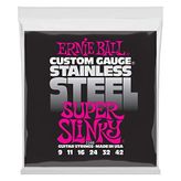 Ernie Ball Süper Slinky Paslanmaz Çelik Yara Elektro Gitar Telleri, Ölçü 9-42