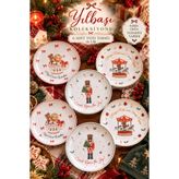 ers erbaşlar YILBAŞI MERRY CHRİSTMAS 6 PARÇA 16 CM LÜX TATLI TABAĞI SETİ