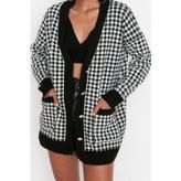 Ersefa Kadın Modern Tarz Oversize V Yaka Midi Triko Hırka