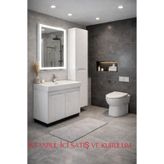 ERVA 80 cm seramik lavabo mebran kapak banyo dolabı