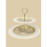 Es Home Collection Perla Katlı Sunum Tabağı 33CM x 21 cm - 1 Adet - Beyaz - Altın