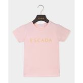 Escada Bisiklet Yaka Logolu Basic Çocuk T-Shirt - 10 - Pudra