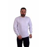 Eser - Bisiklet Yaka Sweatshirt - Cepli - Beyaz