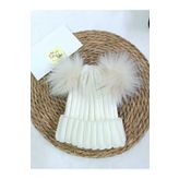 ESES BEBE Unisex Çift Ponponlu Triko Bere