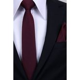 Esgue Hand Made 6 cm Geometrik Desen Bordo-Lacivert Renk Mendilli Kravat