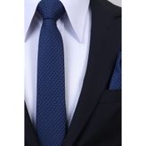 Esgue Hand Made 6 cm Slim Pötikare Desen Saks Renk Mendilli İnce Kravat