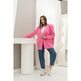 Eskc Trend Moda Pembe Eteği Lastikli Ceket