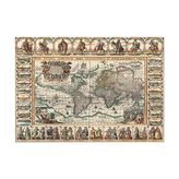 Eski Dünya Haritası 1000 Parça Puzzle - 01-Mavi