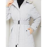 Eslemnur Nova Kumaş Şişme Mont 85CM - 44 - Krem