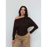 Esra Helvacı Düşük Omuz Uzun Kol Bluz - Kahverengi