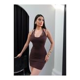 ESRAHELVACI Dantel Boyun Bağlamalı Mini Elbise