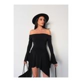 ESRAHELVACI Omuz Açık Asimetrik Mini Elbise E.H Collection