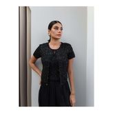 ESRAHELVACI Pullu Triko Crop Hırka Takım