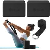 Essentials Yoga Block 2 Pack & Yoga Strap Set