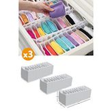 Esti 3'lü 11 Gözlü Çekmece Içi Akordiyon Organizer Küçük Boy Beyaz