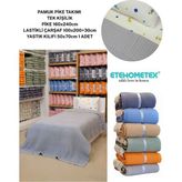 Etehometex Havuzlu Pike Takımı %100 Pamuk Tek Kişilik - Gri