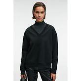 ETHIQUET ARINEL Kadın V Yaka Regular Fit Siyah Sweatshirt