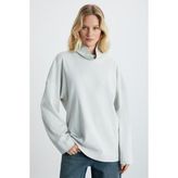 ETHIQUET HERMIONE Kadın İnterlok Kumaşlı Hafif Bogazlı Oversize Modest Gri Sweatshirt