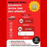 Etiketim Arabalar Temalı Okul Etiketi