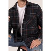 Etikmen Siyah Kiremit Çizgili Oversize Oduncu Erkek Gömlek - XL - Siyah - Kiremit