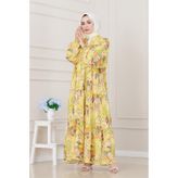 Etnik Desen Robalı Elbise-Sarı