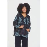 Etnik Desenli Kapüşonlu Sweatshirt Mor