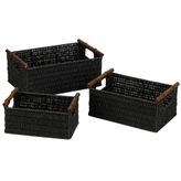 Ev Essentials sepet seti, ahşap kulplar, 3'lü Set