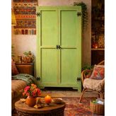 Ev Perisiyim Vintage Ahşap Dolap & Kitaplık - Yeşil