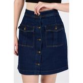 Evarise Düğmeli Cepli Kısa Denim Etek