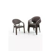 Evdemo Bamboo 4'lü Rattan Sandalye Kahve