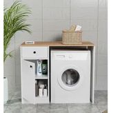 Evdemo Sena Atlantik Çam Beyaz 106x60x88 CM Çamaşır Makinesi Dolabı