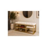 EVDERA MOBİLYA GOLD METAL BENCH AYAKKABILIK BANK, KAPI GİRİŞİ PUF AYAKKABILIK