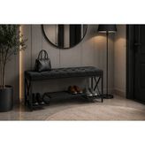 Evdera Mobilya Siyah Metal Bench Ayakkabılık Bank, Kapı Girişi Puf Ayakkabılık - Antrasit