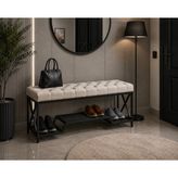 Evdera Mobilya Siyah Metal Bench Ayakkabılık Bank, Kapı Girişi Puf Ayakkabılık - Krem