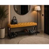 Evdera Mobilya Siyah Metal Bench Ayakkabılık Bank, Kapı Girişi Puf Ayakkabılık - Sarı