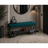 Evdera Mobilya Siyah Metal Bench Ayakkabılık Bank, Kapı Girişi Puf Ayakkabılık - Yeşil