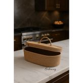 evdeucuz Jüt Hasır Sepet Oval Kapaklı Organizer 30x20
