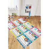 Evdeya Çarpım Tablosu Temalı Yıkanabilir Eğitici Çocuk Odası Oyun Halısı, Çocuk-45-Renkli, - 100 x 150 cm