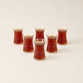 Evidea Kitchen Bloom Ring 6'lı Çay Bardak Seti - Şeffaf/Beyaz