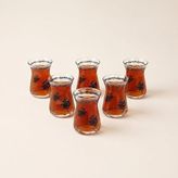 Evidea Kitchen Blue Elegance 6'lı Çay Bardak Seti - Şeffaf/Mavi