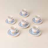 Evidea Kitchen Blue Flower 12 Parça 6 Kişilik Kahve Fincanı - Renkli - 90 ml - Montajsız