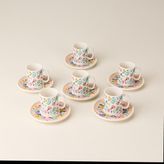 Evidea Kitchen Pink Flower 6 Kişilik Kahve Fincanı - Renkli - 90 ml - Montajsız