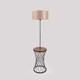 Evidea Lighting Sehpalı Ahşap Lambader - Krem - 153 cm