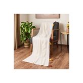 Evidea Soft 90x210 cm Ekru Püsküllü Koltuk Örtüsü