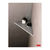 evimetal Natura 29 cm Köşe Rafı 304 Paslanmaz Çelik Banyo Rafı - Çift Taraflı - Patentli Tutunma Sistemi - Silikon Montajlı