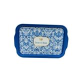 EVLE-Azulejos Desenli Metal Tepsi - Çay Kahve Tepsisi - Sunum Tepsisi 21 Cm X 31 Cm (Azulejos Sweet Home)