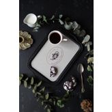 EVLE-Azura Desenli Metal Tepsi - Çay Kahve Tepsisi - Sunum Tepsisi 21 Cm X 31 Cm (Azura Tea)