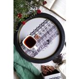 EVLE-City Desenli Yuvarlak Metal Tepsi - Çay Kahve Tepsisi - Sunum Tepsisi 37 Cm (City)